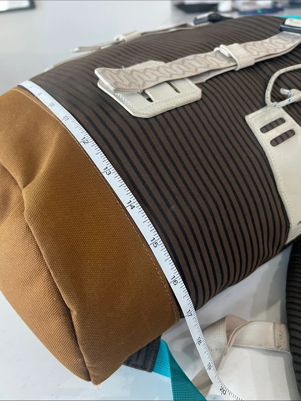 Burton Teal and Brown Striped Roll-Top Backpack